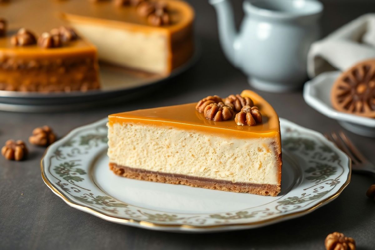 Cheesecake con noci e caramello salato: il dolce che farà innamorare tutti al primo assaggio